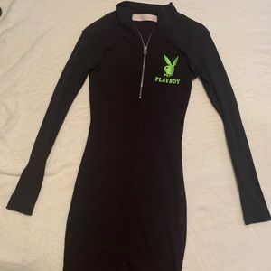Playboy X Missguided Black Zip Mini Dress